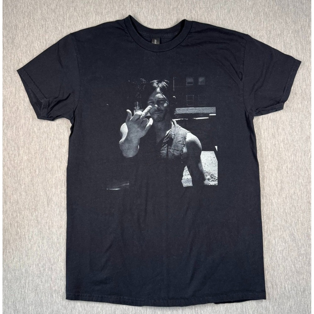 Walking Dead Norman Reedus Shirt Medium Black Daryl Dixon Graphic Tee AMC